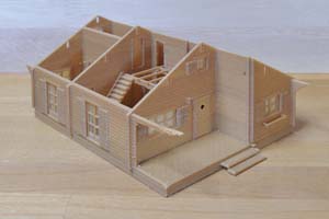 3Dログハウス模型製作:開口部取付