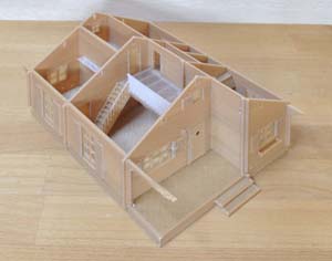 3Dログハウス模型製作:2階床手摺取付