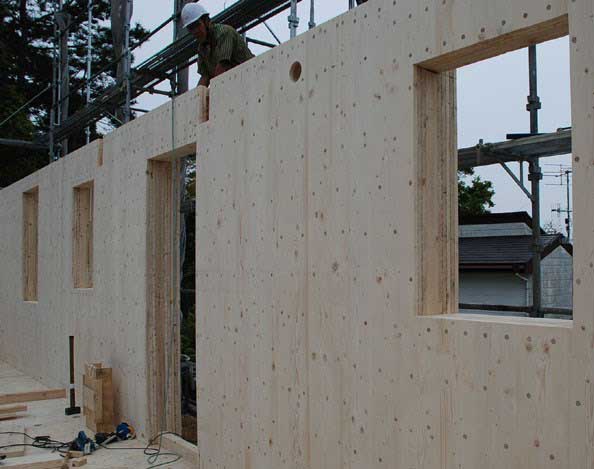 日本 建設工事フロー １階 壁パネル設置